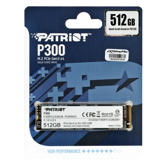 Obrázok pre SSD PATRIOT P300 M.2 PCI-EX4 NVME 512GB