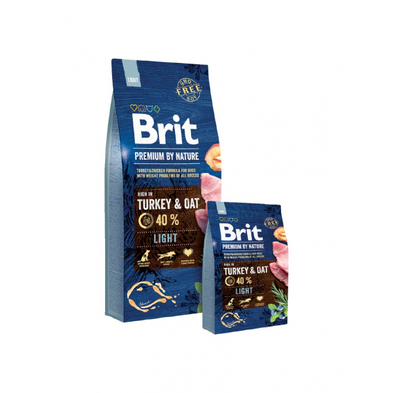 Obrázok pre Brit Premium by Nature Light - suché krmivo pro psy - Jablko, Kuřecí maso, Kukuřice, Turecko 15 kg
