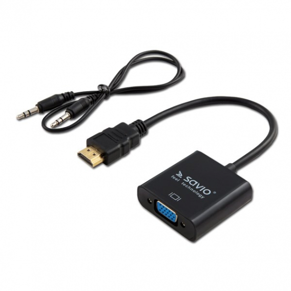 Obrázok pre Adaptér SAVIO HDMI (M) - VGA (F) se zvukem CL-23/B černý