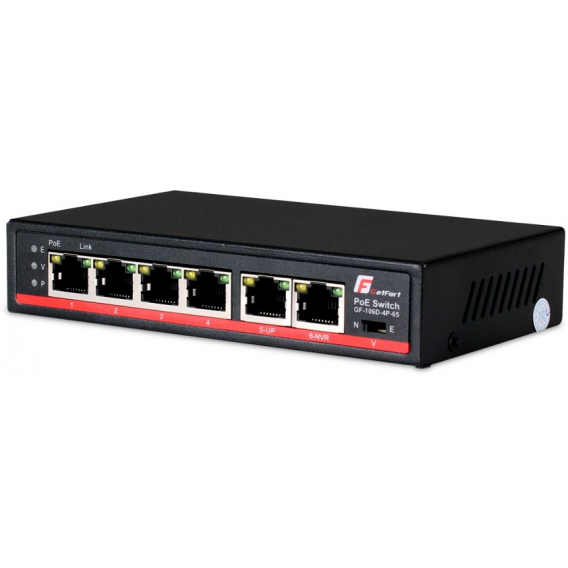 Obrázok pre GETFORT POE SWITCH 4FE X POE + 2FE UPLINK 65W