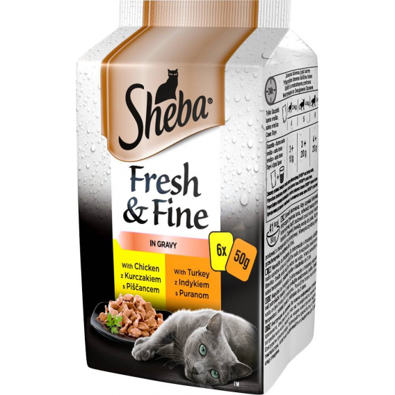 Obrázok pre SHEBA Fresh&Fine Chicken, Turkey - mokré krmivo pro kočky - 6 x 50 g