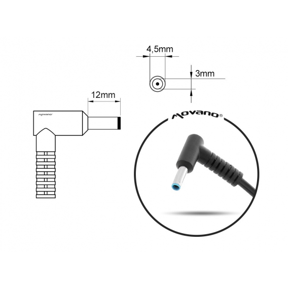 Obrázok pre Nabíječka / napájecí zdroj mitsu ZM/HP195231 19,5v 2,31a (4,5x3,0 pin) - hp 45W