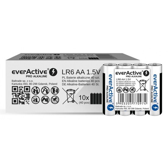 Obrázok pre Alkalické baterie everActive Pro Alkaline LR6 AA - 4 kusy