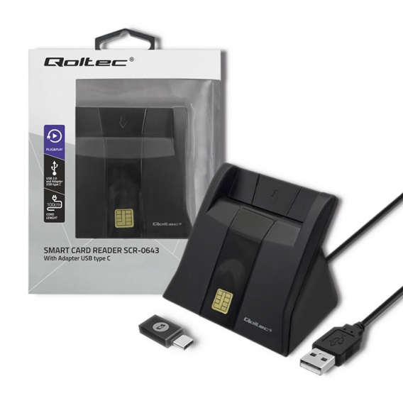 Obrázok pre Qoltec 50643 Skener inteligentních čipových karet | USB 2.0 | Plug & Play
