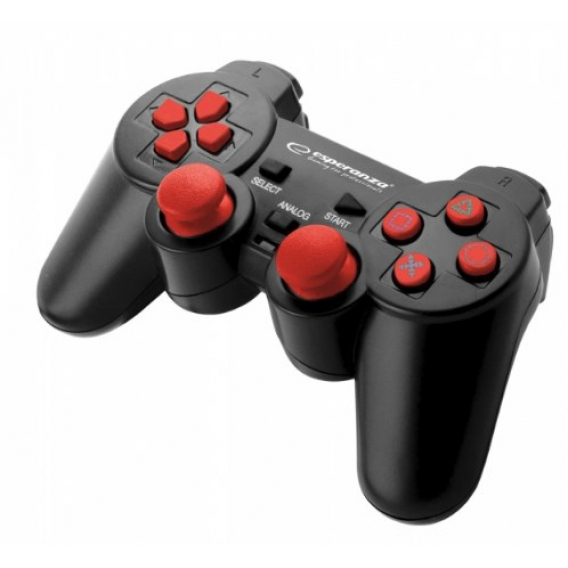 Obrázok pre Esperanza EGG106R herní ovladač Gamepad PC,Playstation 2,Playstation 3 Analogový/digitální USB 2.0 Černá, Červená