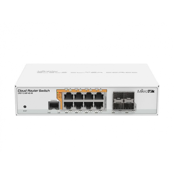 Obrázok pre Mikrotik CRS112-8P-4S-IN síťový přepínač Gigabit Ethernet (10/100/1000) Podpora napájení po Ethernetu (PoE) Bílá