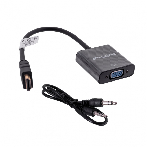 Obrázok pre Lanberg AD-0017-BK adaptér k video kabelům 0,2 m VGA (D-Sub) HDMI Typ A (standardní) Černá