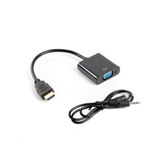 Obrázok pre Lanberg AD-0017-BK adaptér k video kabelům 0,2 m VGA (D-Sub) HDMI Typ A (standardní) Černá