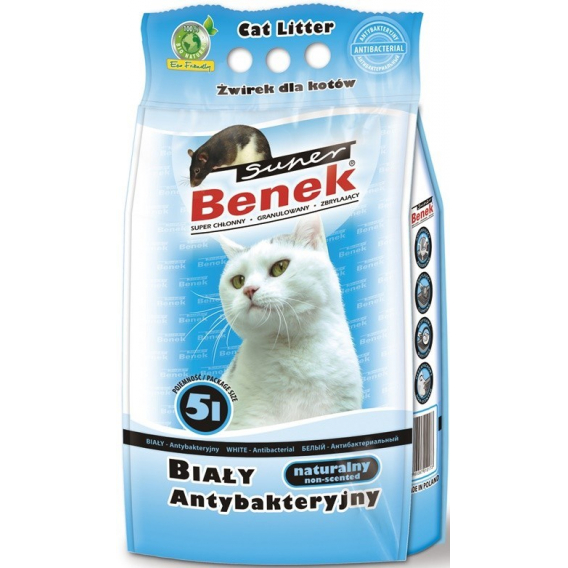 Obrázok pre Certech Super Benek Bílá Antibakteriální - Hrudkující stelivo pro kočky 5 l