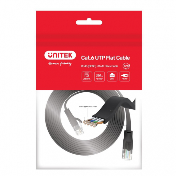 Obrázok pre UNITEK C1812GBK síťový kabel Černá 5 m Cat6 U/UTP (UTP)