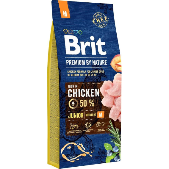 Obrázok pre BRIT Premium by Nature Junior Medium Chicken - suché krmivo pro psy - 15 kg