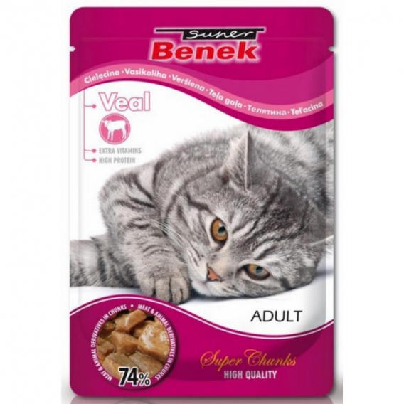 Obrázok pre SUPER BENEK Adult Veal - mokré krmivo pro kočky - 100 g