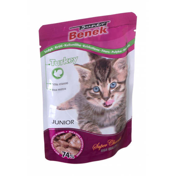 Obrázok pre SUPER BENEK Junior Turkey - mokré krmivo pro kočky - 100 g