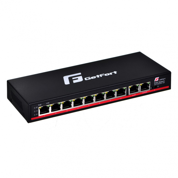 Obrázok pre GetFort GF-210D-8P-120 síťový přepínač Nespravované L2 Gigabit Ethernet (10/100/1000) Podpora napájení po Ethernetu (PoE) Černá