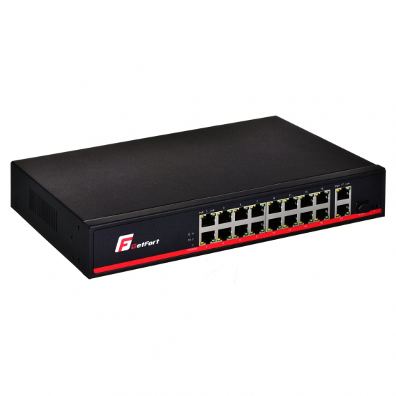 Obrázok pre POE GETFORT SWITCH 16 X POE + 2GE UPLINK + 1 SFP