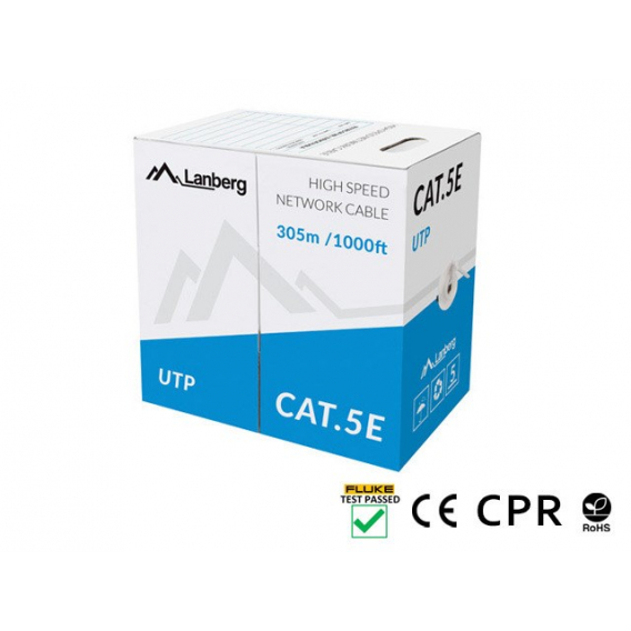 Obrázok pre LANBERG CABLE UTP CAT. 5E 305M CU DRÁT ŠEDÝ