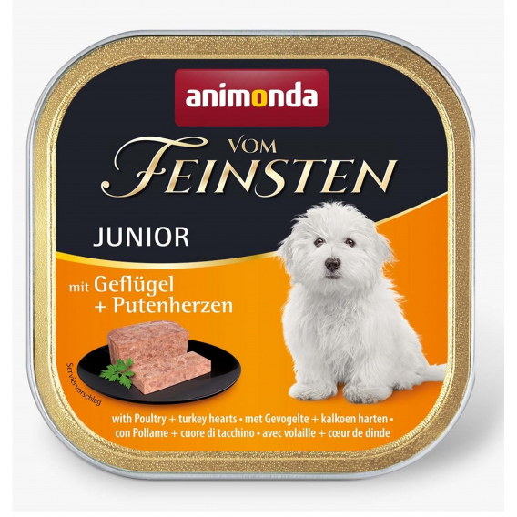 Obrázok pre animonda Vom Feinsten with poultry + turkey hearts Srdce, Drůbež, Turecko Junior 150 g