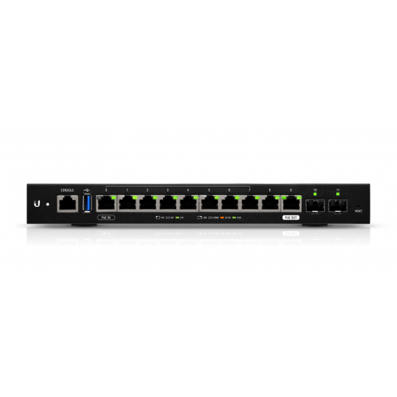 Obrázok pre Ubiquiti EdgeRouter ER-12 router zapojený do sítě Gigabit Ethernet Černá