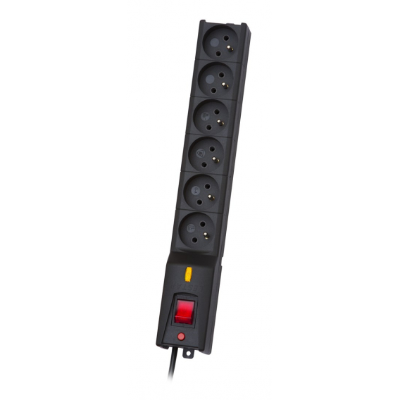 Obrázok pre LESTAR LX 610 G-A, surge protector, 1.5m, black Černá 6 AC zásuvky / AC zásuvek 230 V 1,5 m