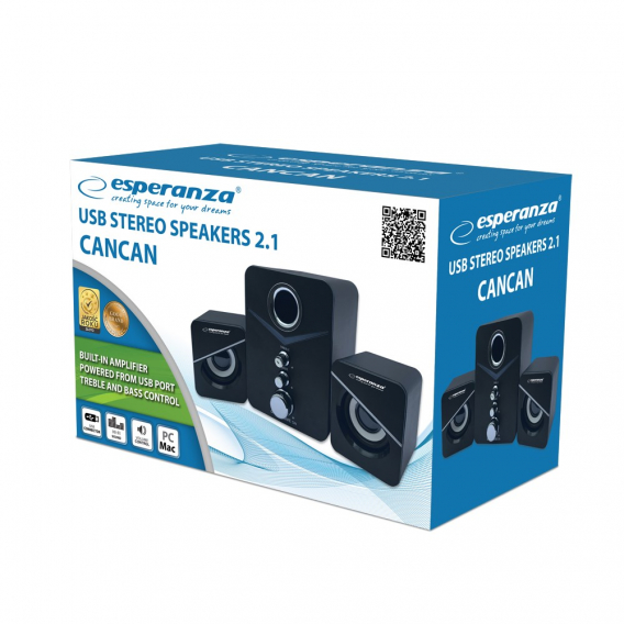 Obrázok pre Esperanza EP153 Sada reproduktorů 2.1 USB, 6 W, černá