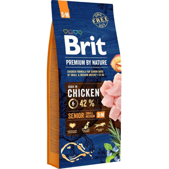 Obrázok pre BRIT Premium by Nature Senior Small&Medium Chicken - suché krmivo pro psy - 15 kg