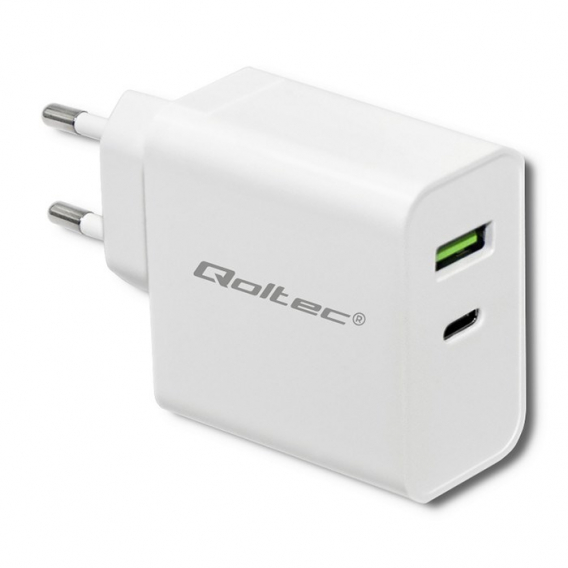 Obrázok pre Qoltec 51718 Nabíječka | 45 W | 5-20V | 2,4-3A | USB typu C PD | USB | Bílý