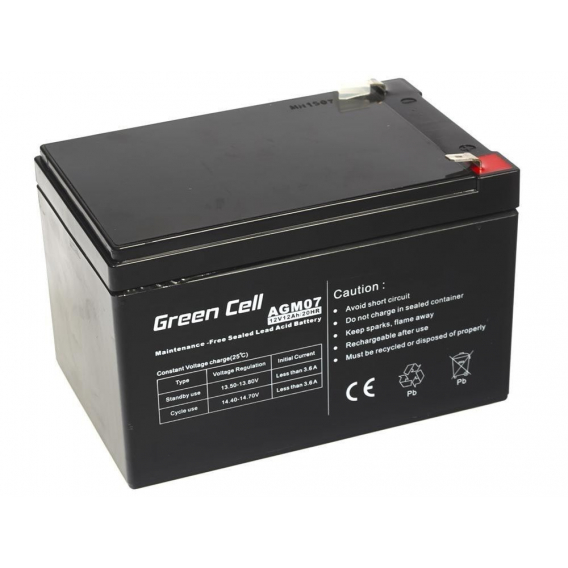 Obrázok pre Green Cell AGM Battery 12V 12Ah - Batterie - 12.000 mAh Olověná (VRLA)