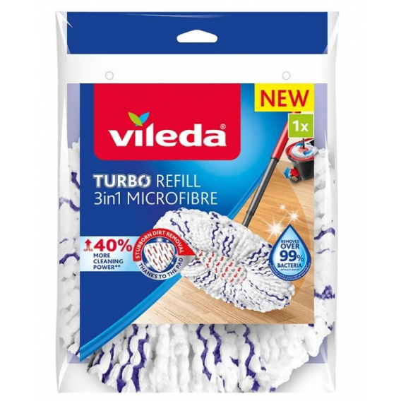Obrázok pre VILEDA TURBO 3w1 příslušenství pro mytí podlah Mopovací podložky Mikrovlákno 1 kusů Bílá