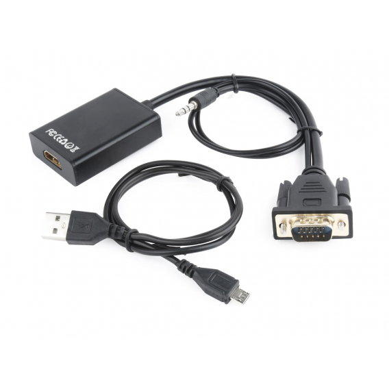 Obrázok pre Gembird A-VGA-HDMI-01 adaptér k video kabelům 0,15 m HDMI Typ A (standardní) VGA (D-Sub) Černá