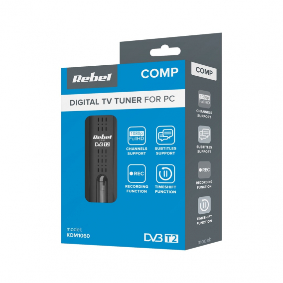 Obrázok pre Rebel Comp Tuner DVB-T2,DVB-C,DVB-T H.265 HEVC USB