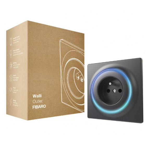 Obrázok pre Fibaro Walli chytrá elektrická zásuvka FGWOE-011-8 Wallli Outlet Antracit