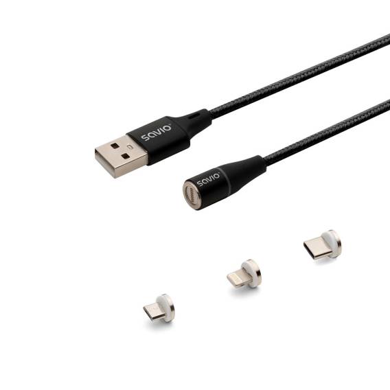 Obrázok pre Savio CL-152 USB kabel 1 m USB 2.0 USB C Micro USB A/Lightning Černá
