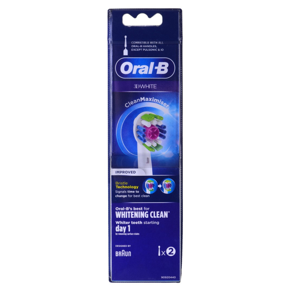 Obrázok pre Tipy na zubní kartáček ORAL-B Braun 3D White Clean Maximiser náhradní 2 ks. Bílá