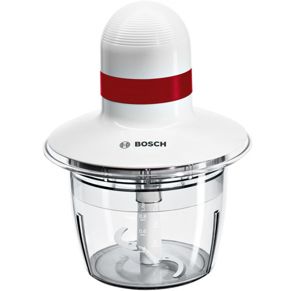 Obrázok pre Bosch MMRP1000 elektrický kuchyňský sekáček 0,8 l 400 W Červená, Průhledná, Bílá