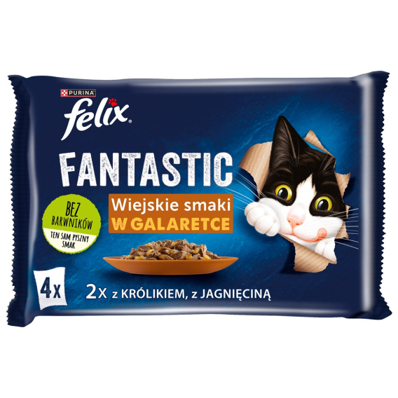 Obrázok pre Felix Fantastic králík, jehněčí - mokré krmivo pro kočky 340g (4x 85g)