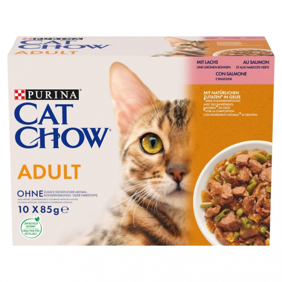 Obrázok pre PURINA Cat Chow Losos, zelené fazolky - mokré krmivo pro kočky - 10x85 g