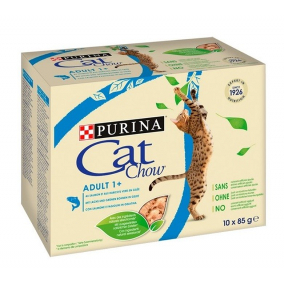 Obrázok pre PURINA Cat Chow Losos, zelené fazolky - mokré krmivo pro kočky - 10x85 g
