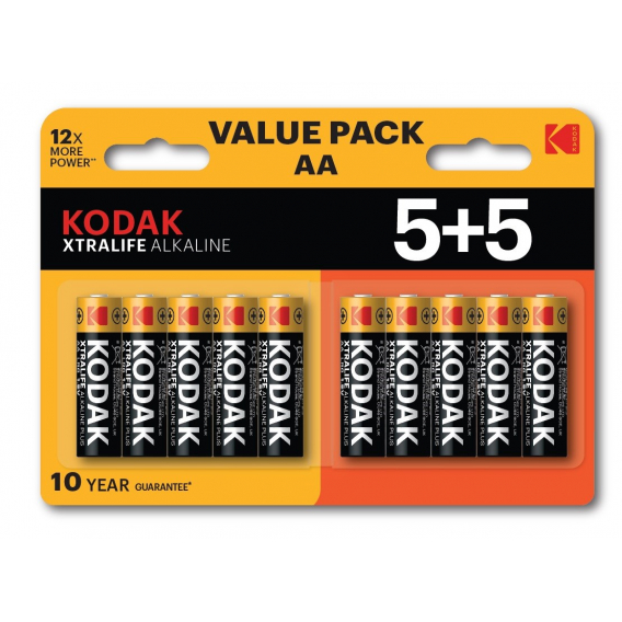 Obrázok pre Kodak XTRALIFE Alkaline AA Battery 10 (5+5 pack)