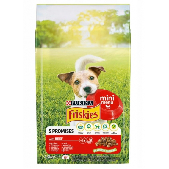 Obrázok pre FRISKIES Mini Menu Hovězí se zeleninou - suché krmivo pro psy - 1,5 kg