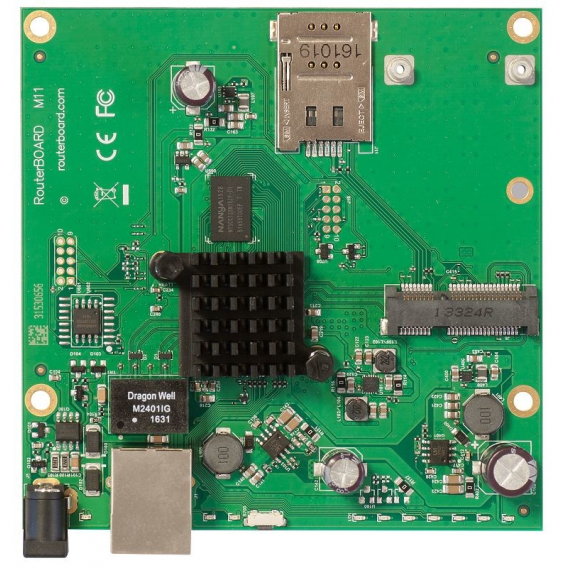 Obrázok pre Mikrotik RBM11G router zapojený do sítě Černá, Zelená, Šedá