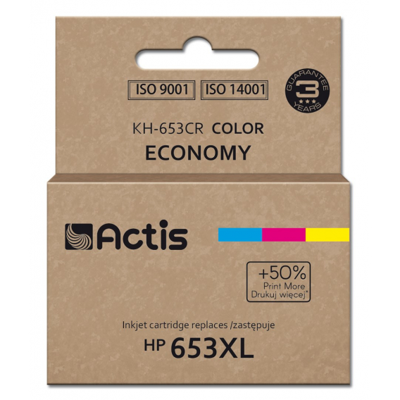 Obrázok pre Actis KH-653CR, náhradní inkoust do tiskárny HP 653XL 3YM74AE; Premium; 18 ml; 300 stran; barevný