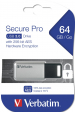 Obrázok pre Verbatim Secure Pro USB paměť 64 GB USB Typ-A 3.2 Gen 1 (3.1 Gen 1) Černá, Šedá