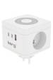 Obrázok pre KERG SMART – NAPÁJECÍ KOSTKA SE 2 ZÁSUVKAMI + NABÍJEČKA USB-A+USB-C + LED LAMPKA 16A/250V~ M02730