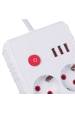 Obrázok pre Napájecí lišta Maclean, prodlužovací kabel 2 zásuvky + 3xUSB, 110-240V AC 50/60Hz, 2,1A max. 2500W, 1,5m, bílá, MCE387 W
